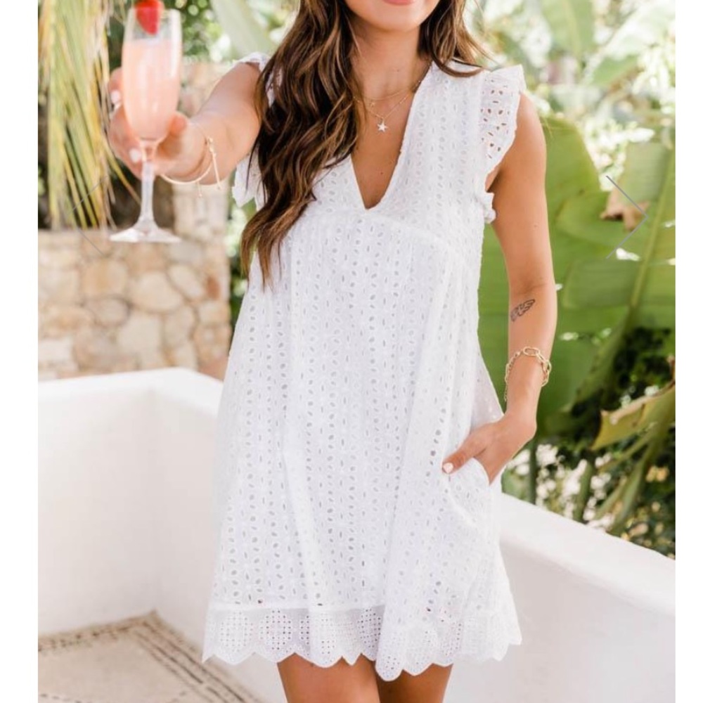 NWT Pink Lily You Found My Heart White Lace Romper